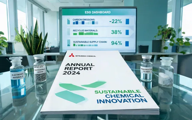 Integrated report cover in chemical innovation office